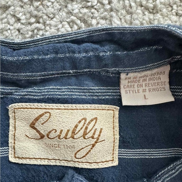 Scully Western Shirt L Blue Striped Star Buttons Vintage Cowboy Style - Picture 4 of 9